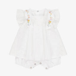 Lapin House-جمبسوت أبيض مزين بالثقوب للبنات | Childrensalon Outlet