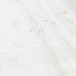 Lapin House-Girls White Floral Tulle Plissé Dress | Childrensalon Outlet
