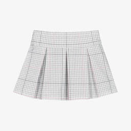 Lapin House-Girls White & Grey Cotton Houndstooth Skirt | Childrensalon Outlet
