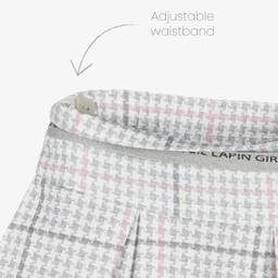 Lapin House-Girls White & Grey Cotton Houndstooth Skirt | Childrensalon Outlet