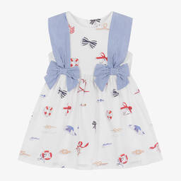 Lapin House-Girls White Nautical Cotton Poplin Dress | Childrensalon Outlet