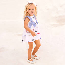 Lapin House-Girls White Nautical Cotton Poplin Dress | Childrensalon Outlet