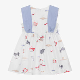 Lapin House-Girls White Nautical Cotton Poplin Dress | Childrensalon Outlet