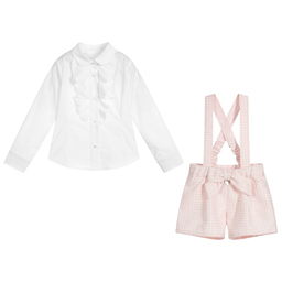 Lapin House-Girls White & Pink Shorts Set | Childrensalon Outlet