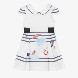 Lapin House-Girls White Seaside Print Dress | Childrensalon Outlet