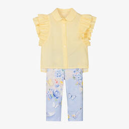 Lapin House-Girls Yellow & Blue Cotton Leggings Set | Childrensalon Outlet