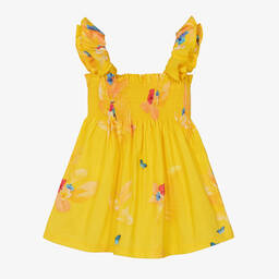 Lapin House-Girls Yellow Flower Print Cotton Dress | Childrensalon Outlet