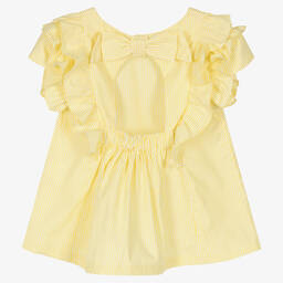 لابين هاوس-بلوز قطن بوبلين مقلم لون أصفر وأبيض للبنات | Childrensalon Outlet