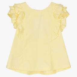 لابين هاوس-بلوز قطن بوبلين مقلم لون أصفر وأبيض للبنات | Childrensalon Outlet