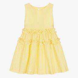 Lapin House-Girls Yellow Stripe Cotton Dress | Childrensalon Outlet