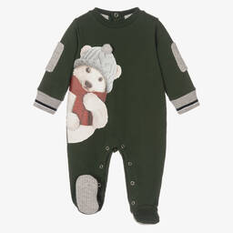 Lapin House-Green Cotton Bear Babygrow | Childrensalon Outlet