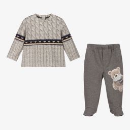 Lapin House-بيبي غرو قطن جيرسي لون رمادي للمواليد - قطعتين | Childrensalon Outlet