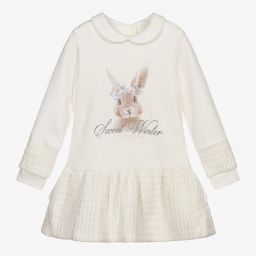Lapin House-Ivory Jersey Bunny Dress | Childrensalon Outlet