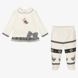 Lapin House-Ivory Velour 2 Piece Babygrow | Childrensalon Outlet