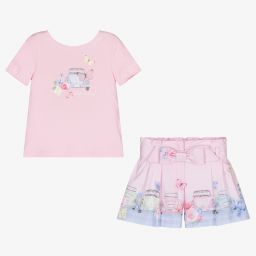 Lapin House-طقم شورت قطن لون زهري باهت وأزرق للبنات | Childrensalon Outlet