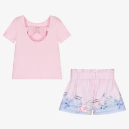 Lapin House-طقم شورت قطن لون زهري باهت وأزرق للبنات | Childrensalon Outlet
