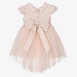 Lapin House-Pink Flowers Silk Tulle Dress | Childrensalon Outlet
