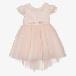 Lapin House-Pink Flowers Silk Tulle Dress | Childrensalon Outlet