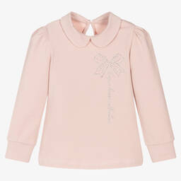 Lapin House-Pink Glitter Bow Cotton Top | Childrensalon Outlet