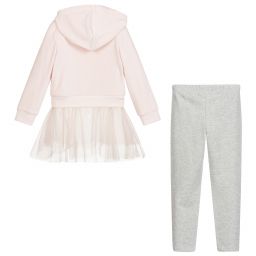 Lapin House-طقم ليغنغز وتوب قطيفة وتول لون زهري ورمادي | Childrensalon Outlet