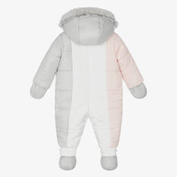 Lapin House-Розово-бело-серый зимний комбинезон | Childrensalon Outlet