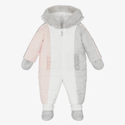 Lapin House-Розово-бело-серый зимний комбинезон | Childrensalon Outlet
