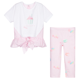 Lapin House-Комплект из белого топа с розовыми легинсами | Childrensalon Outlet
