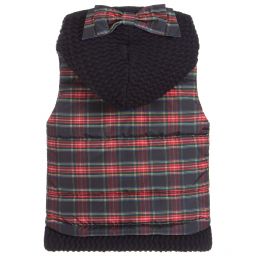 Lapin House-Red & Blue Hooded Tartan Gilet | Childrensalon Outlet