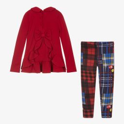 Lapin House-Красно-синий комплект с легинсами в клетку | Childrensalon Outlet