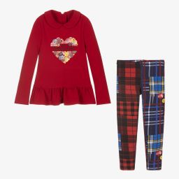 Lapin House-Красно-синий комплект с легинсами в клетку | Childrensalon Outlet