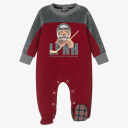 لابين هاوس-بيبي غرو قطن قطيفة لون أحمر ورمادي للمواليد | Childrensalon Outlet