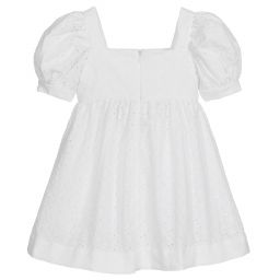 Lapin House-Белое платье с вышивкой ришелье | Childrensalon Outlet