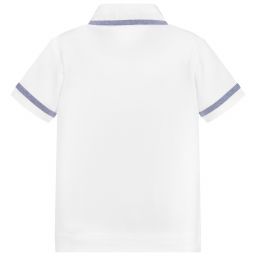 Lapin House-White Cotton Piqué Polo Shirt | Childrensalon Outlet