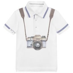 Lapin House-White Cotton Piqué Polo Shirt | Childrensalon Outlet