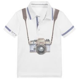 Lapin House-White Cotton Piqué Polo Shirt | Childrensalon Outlet
