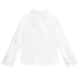 Lapin House-White Cotton & Velvet Shirt | Childrensalon Outlet