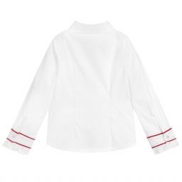 Lapin House-White Cotton & Velvet Shirt | Childrensalon Outlet