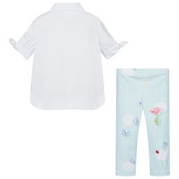 Lapin House-Комплект из белого топа и зеленых легинсов | Childrensalon Outlet