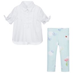 Lapin House-Комплект из белого топа и зеленых легинсов | Childrensalon Outlet