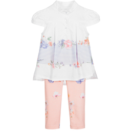 Lapin House-Белый топ с розовыми легинсами | Childrensalon Outlet