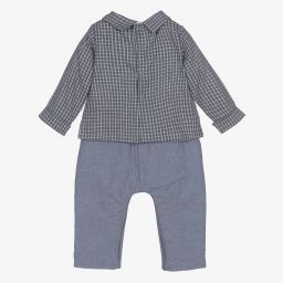 Laranjinha-Baby Boys Blue Cotton Romper | Childrensalon Outlet