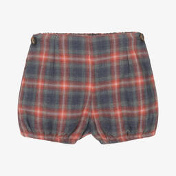 Chic by Laranjinha-Baby Boys Ivory & Red Checked Shorts Set | Childrensalon Outlet