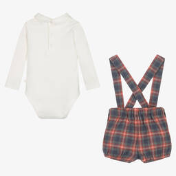 Chic by Laranjinha-Baby Boys Ivory & Red Checked Shorts Set | Childrensalon Outlet