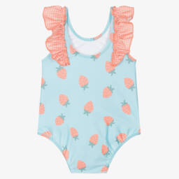 Laranjinha-مايوه بنقشة الفراولة لون أزرق وزهري للمولودات | Childrensalon Outlet