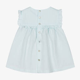 Laranjinha-Baby Girls Blue Seersucker Dress | Childrensalon Outlet