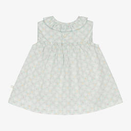 Laranjinha-Baby Girls Green Cotton Floral Dress  | Childrensalon Outlet