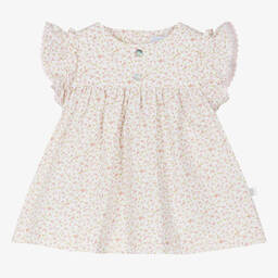 Laranjinha-Baby Girls Ivory Cotton Floral Dress | Childrensalon Outlet