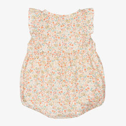 Laranjinha-Baby Girls Ivory Floral Print Cotton Shortie | Childrensalon Outlet