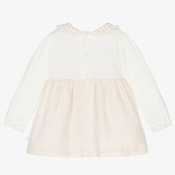 Laranjinha-Baby Girls Ivory & Pink Cotton Dress | Childrensalon Outlet