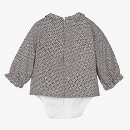 لارانجينا-Baby Girls Navy Blue Floral Blouse | Childrensalon Outlet